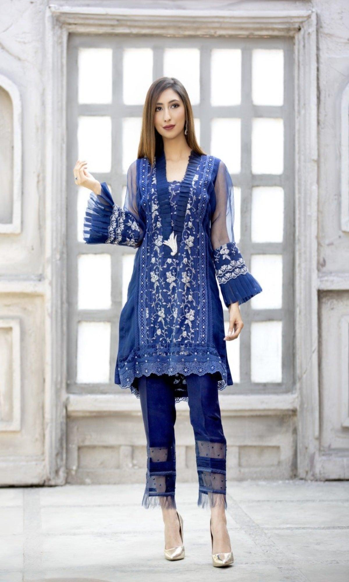 best sellers | SELVA BLUE -  front - Premium Dress from Naayas - Just Rs.16500! Shop now at Naayas Official