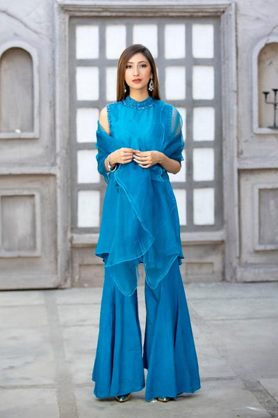 best sellers | ANGKOR BLUE -  front - Premium Dress from Naayas - Just Rs.9500! Shop now at Naayas Official